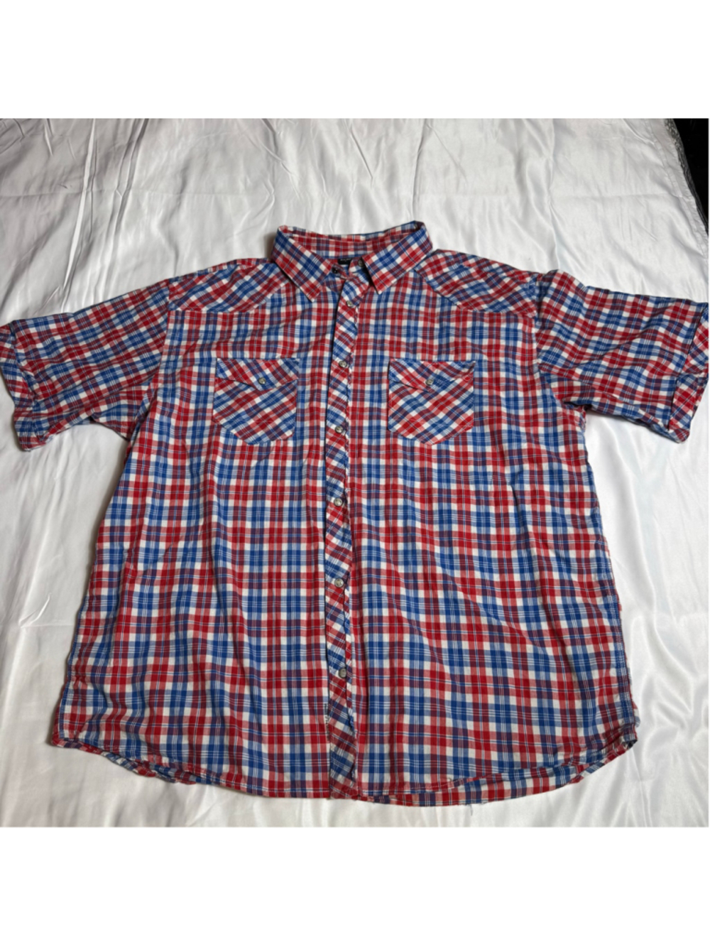 Men's Rocawear Casual Button Down Shirt 4XL Red Blue Plaid